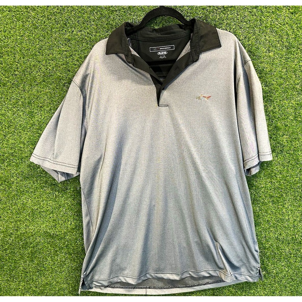 Greg Norman Play Dry Men's XL Gray/Black Polyester Golf Polo Shirt, Short Sleeve